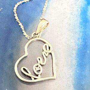 PENDANT NECKLACE FLOATING OPEN HEART LOVE DIAMOND ACCENT 15’ 925 SILVER 3396 B